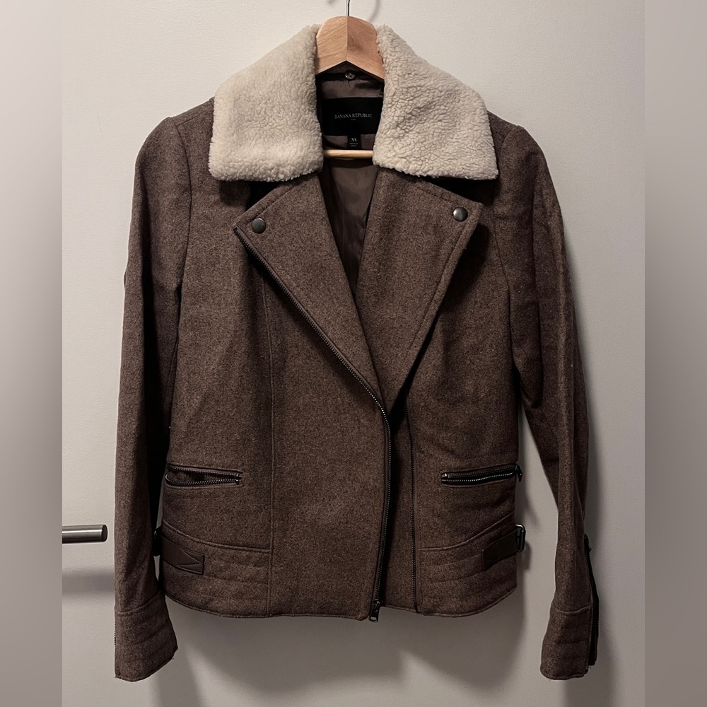 Brown Shearling Collar Jacket